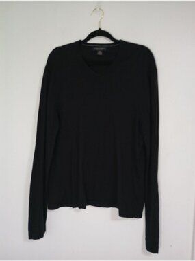 Banana Republic Black Luxury Blend V-Neck Long Sleeve Sweater L Cotton Silk Cash
